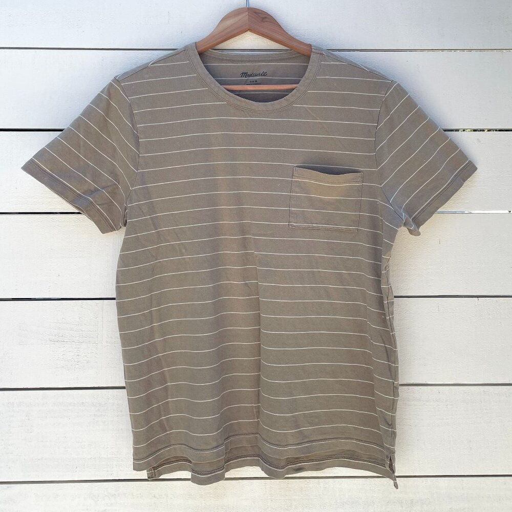 Men's Madewell Striped pocket tee, Beige, Size Medium